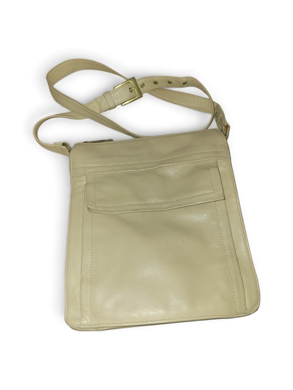 Vintage Fossil Leather Crossbody Messenger Bag - Tan